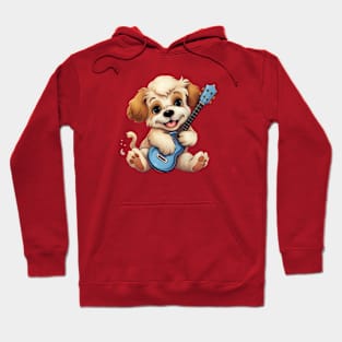 Cute Puppy playing on Guitar Hoodie